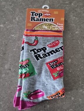 Sockopath Top Ramen Crew Socks One Size Unisex Gray Multicolor